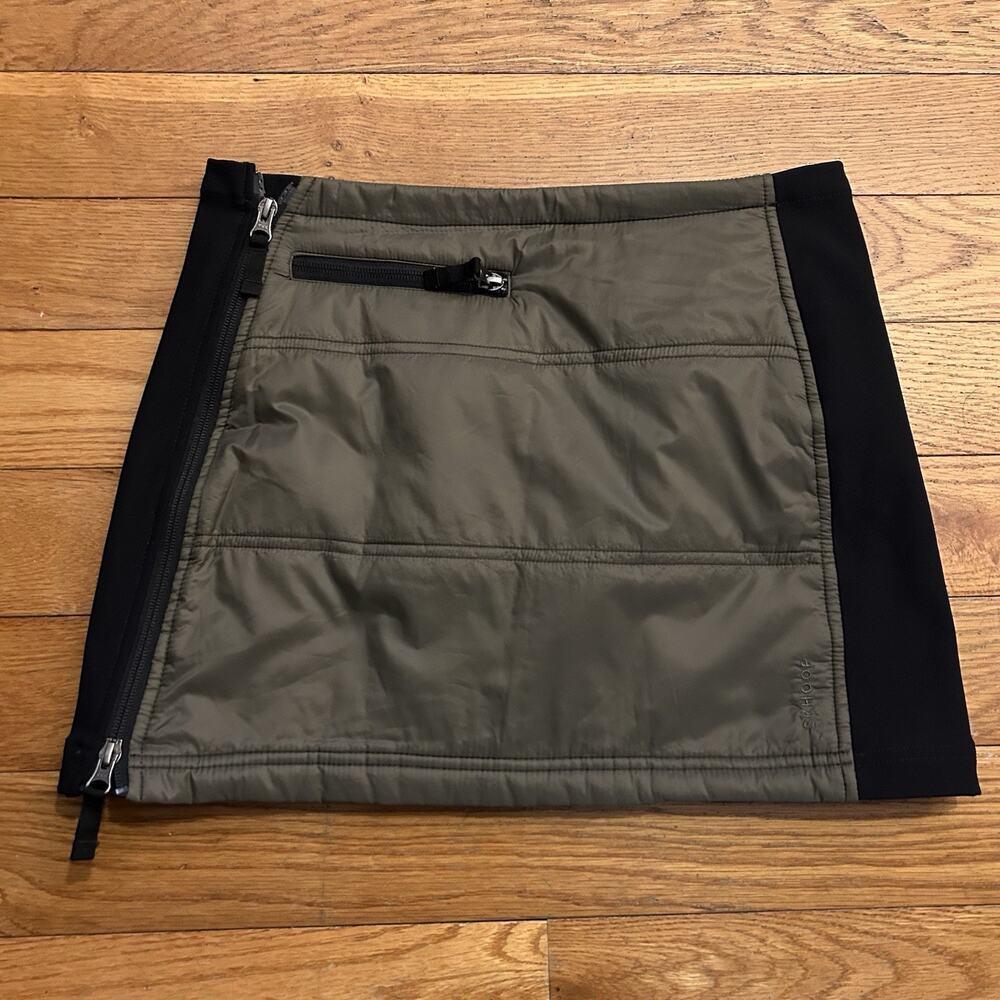 Skhoop Karin Mini Skirt Insulated Puffer Quilted Green Small